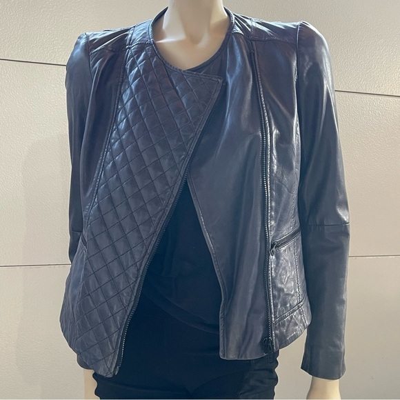 Massimo Dutti Quilted Leather Moto Jacket - Picture 2 of 13